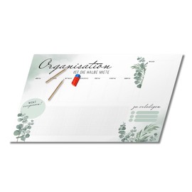 PRIMUS PRINT Eucalyptus Desk Pad Paper DIN A2 Underlay Desk Tear-Off Pad 80 g Thick Natural Paper Sturdy Cardboard Back 25 Sheets [Motif: Eucalyptus without Skirting Board]