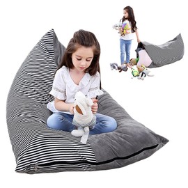 Stuffed Animal Toy Storage Bean Bag Chair Seat for Kids Teens Adults, Extra Large Stuffed Toys Organizer Bag with Zipper, Only Cover Bag (A)