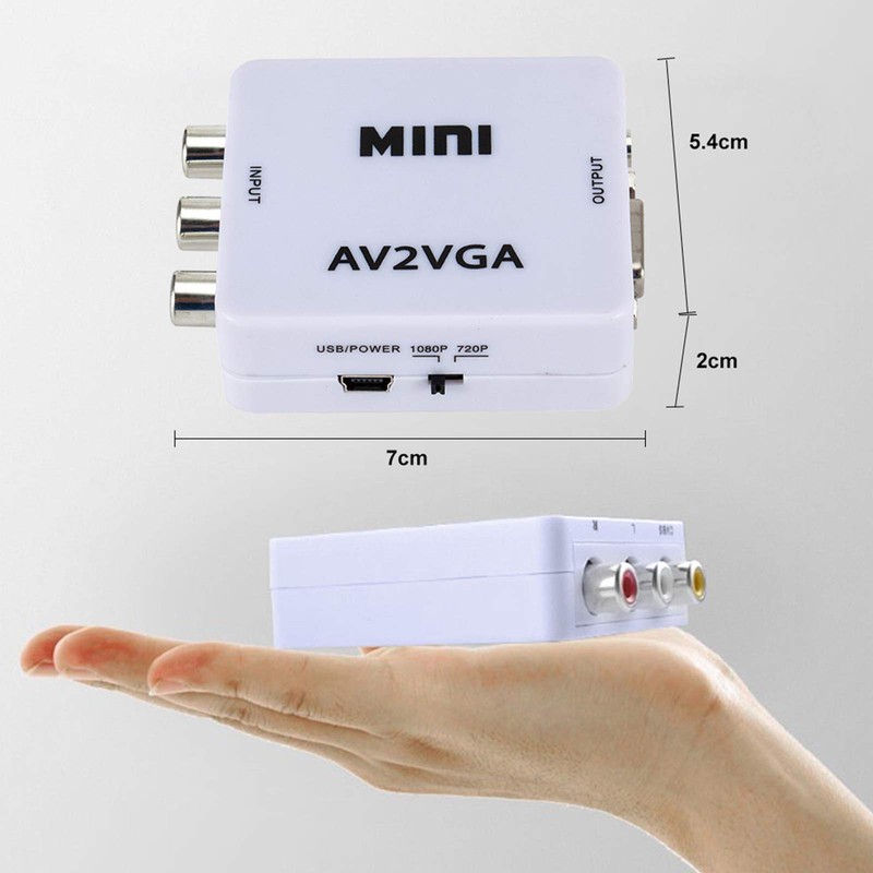 Wscoficey Mini AV2 VGA Video Converter Box AV RCA CVBS