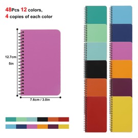 48 Pack Pocket Spiral Notebook Set, Perfectly Compact Spiral Notebooks, 3x5 inches - Mini Spiral Notepads with Premium Quality & Portability for Work and Daily Notes.(12 Colors, 60 Sheet-120 Pages )