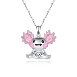 Fryneauy Cute Animal Necklace for Lovers S925 Sterling Silver Couple Pendant I Love You Forever Animal Necklace Jewellery Gift for Women, Sterling Silver, No Gemstone