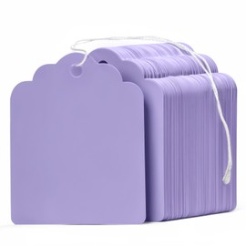 Uniclife 200 Pcs Price Tags with String Attached 1 3/4 Inch Writable Purple Hang Tags String Tag for Pricing Clothing Jewelry Price Display Labels Blank Merchandise Paper Tag, 1 3/4" x 1 3/8"