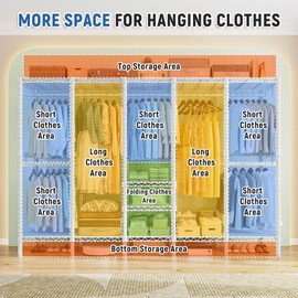 Raybee 88.2" W Clothes Rack Heavy Duty Clothing Racks for Hanging Clothes Extra Wide Portable Closet Loads 1200LBS Freestanding Garment Rack for Bedroom 88.2" W x 75.6" H x 15.7" D, White