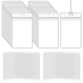 10 Pack Clear Plastic Luggage Bag Tag Holder Badge Label Tag Holder with 10 Pack Luggage Loops Straps for Office Business Travel Supplies