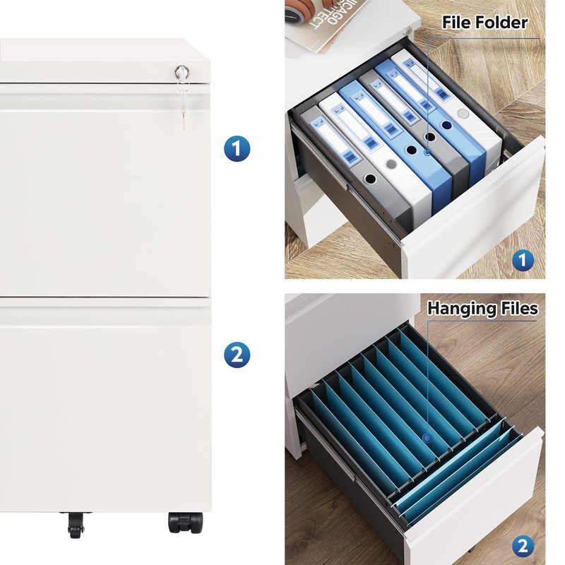 DEVAISE 2 Drawer Mobile File Cabinet with Lock, Commercial Vertical