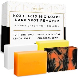 Valitic Jabones En Barra Con Ácido Kójico, Cúrcuma, Mucina De Caracol, Carbón Y Limón  Kojic Acid Soap Bars Set, 4-Pack for Dark Spots...             