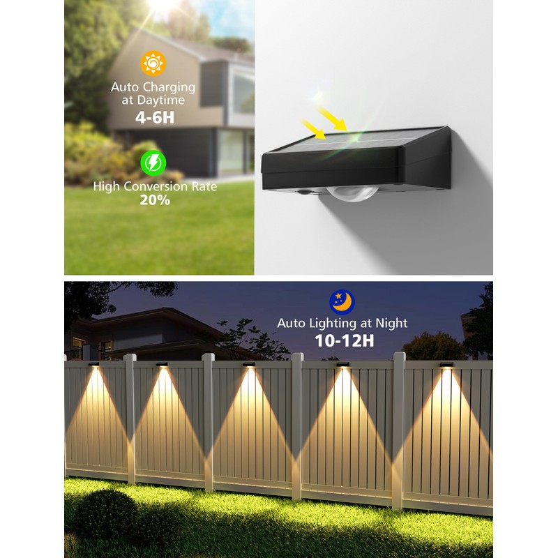 VOLISUN Solar Fence Lights, Fence Lights Solar Powered, IP65 Waterproof