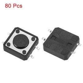 uxcell 12x12x4.3mm Panel Mini/Micro/Small PCB Momentary Tactile Tact Push Button Switch DIP 80PCS