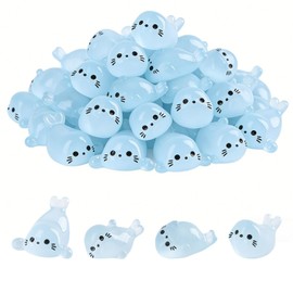 Nonyimu 40Pcs Mini Resin Glow in Dark Seal Figurines,4 Styles Luminous Sea Animals for Terrarium Decor,Luminous Sea Animals for Terrarium Decor,Desk,Aquarium,Miniature Water Tank Ornaments#Seal