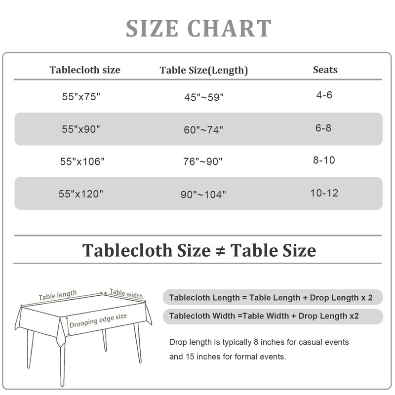 Alsoo Tablecloth Rectangle 55" x 75", Farmhouse Linen Style Table