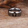 Fashion Month Mens 8mm Black Silver Tungsten Carbide Ring English
