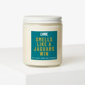 Smells Like a Football Win Scented Candle - 8oz and  16 oz Eco-Friendly Soy Wax House Candle for Game Day Decor & Gift - Long Lasting 100 Hours Burn Time:_Jaguars_Bourbon Vanilla