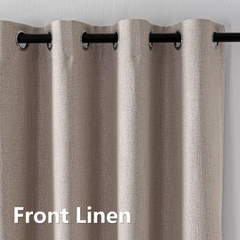 Zyvola 100% Blackout Curtains 72 inch Length 2 Panels Faux Linen Grommet Drapes for Bedroom Living Room Black Out Darkening Curtain Thermal Insulated Window Treatment (W52 x L72, Light Beige)
