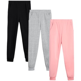Coney Island Girls’ Sweatpants – 3 Pack Active Fleece Jogger Pants with Pockets – Performance Sweatpants for Girls (5-16), Size 6X, Black/Mauve/Heather Grey
