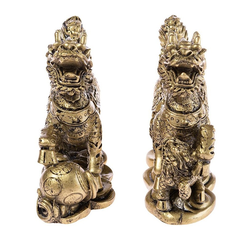 lachineuse Qilin Gold, Harz, 12 x 10 x 15 cm