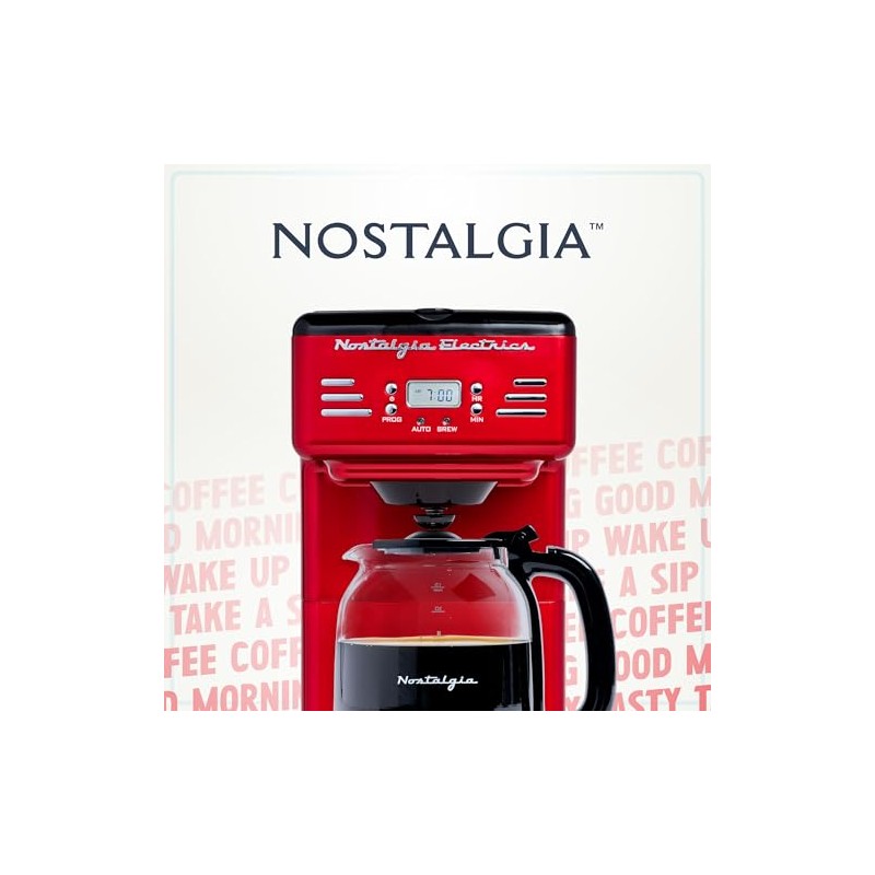 Nostalgia Retro 12-Cup Programmable Coffee Maker With LED Display, Automatic