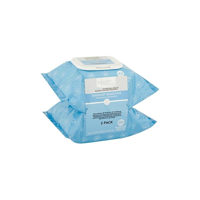 Equate Makeup Remover Cleansing Towelettes, 40 Ct, 2 Pk