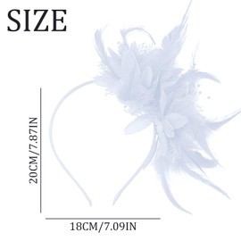 MUNSKT Lace And Feather Paired With Artificial Floral Headbands, A 1920s Style Women's Headwear, Suitable As Accessories For Parties, Dances, Weddings, And Tea Parties.