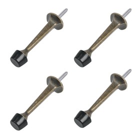 HOMOTEK 4 Pack Heavy Duty Solid Rigid Door Stop with Soft Rubber Tip, Zinc Die Cast Door Stopper Protect Wall & Door,Antique Brass
