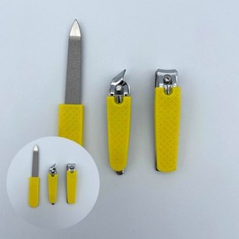 3-piece nail clipper set, yellow stainless steel nail clippers, nail accessory set, yellow colored nail clippers 2ea