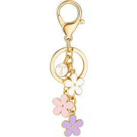 Fashion Keychain for Women Cute Stainless Steel Keychain Initial Letter Keys Charm Gifts