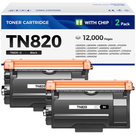 TN820 Toner Cartridge Black 2-Pack High Yield Replacement for Brother TN-820 TN-850 TN-880 Toner Compatible with Brother HL-L6200DW MFC-L5850DW MFC-L5700DW HL-L5200DW MFC-L5900DW DCP-L5500DN Printer