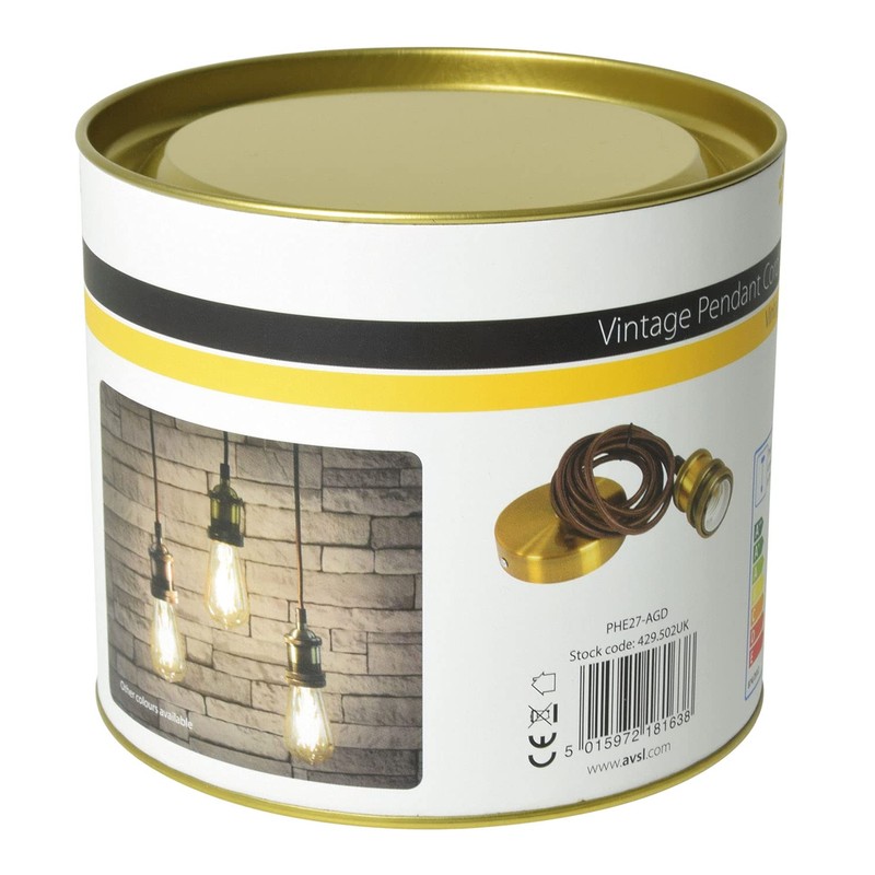 Lyyt | E27 Pendant Cord Set | Antique Gold