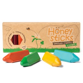 Honeysticks Wax Crayons 100% Pure Beeswax - Non-Toxic Triangular Pens - Wax Painters for Your Toddler 1-3 Years - Food Grade Paints - Handmade - Pack of 10