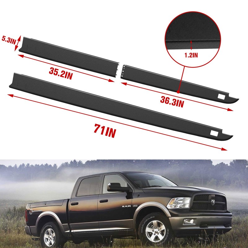LitMiRaCle Bed Side Rail Cap Cover for Dodge Ram 1500,