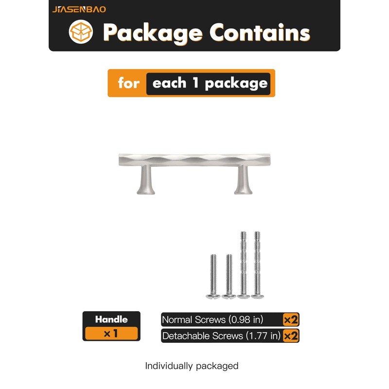 JIASENBAO Brushed Nickel Cabinet Pulls 3" Hole Center 10 Pack
