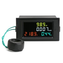 DROK AC Power Meter, AC 80-300V 100A Voltage Current Color LCD Display Panel, Digital Voltmeter Ammeter Watt Active Power Energy Battery Monitor Multimeter Volt Amp Meter with Current Transformer CT