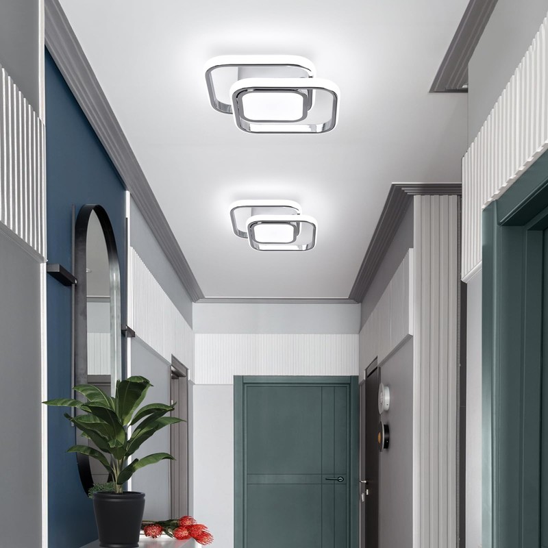 CANEOE Square Hallway Ceiling Light Fixtures,6000K Cool White Modern Flush