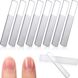 8 unidades Nano Glass Nail Shiner Limas de vidrio para uñas de vidrio y brillo de uñas con estuche para uñas naturales, Blanco