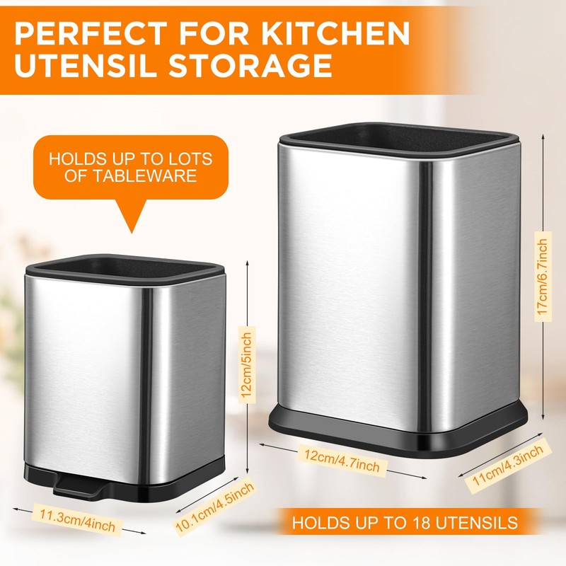 MorningRo 2 Pcs Kitchen Utensil Holder for Countertop Stainless Steel
