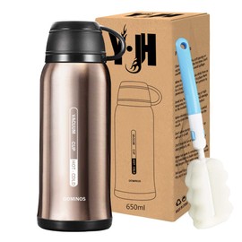 Y·J&H Vacuum Insulated Stainless Steel Water Bottle - Double-Walled BPA Free - With Cup - Suitable for Hot Coffee and Tea - Ideal Thermos Flask for Sports, Outdoors, Camping - 650 ml