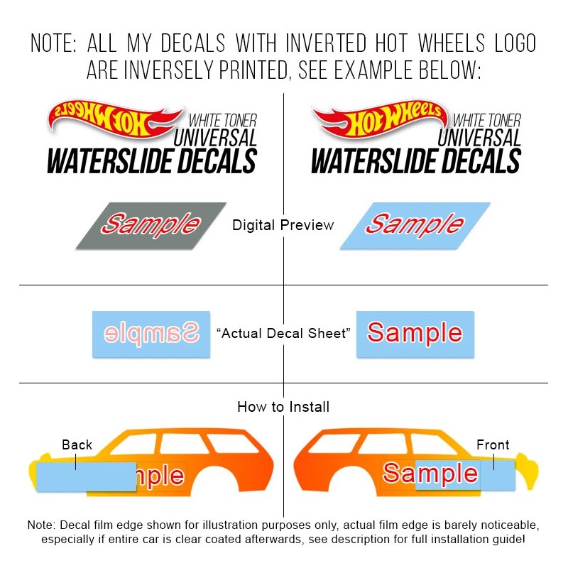 MMR 1/64 Scale HONDA CIVIC EK9 Head Tail Light WaterSlide