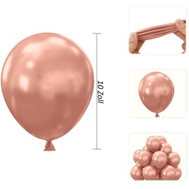 DazzJoy Pack of 50 Rose Gold Balloons - 10 Inch Rose Gold Balloons for Birthday, Wedding and JGA - Helium Suitable for Metallic Wedding Decoration and Birthday Decoration, Balloons for Celebrations
