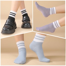 Utensilsto 8 paia di calzini da donna 39-42 calzini da tennis colorati calzini sportivi calzini lunghi in cotone a strisce calzini sportivi per donna per lavoro tempo libero sport, Colorato con
