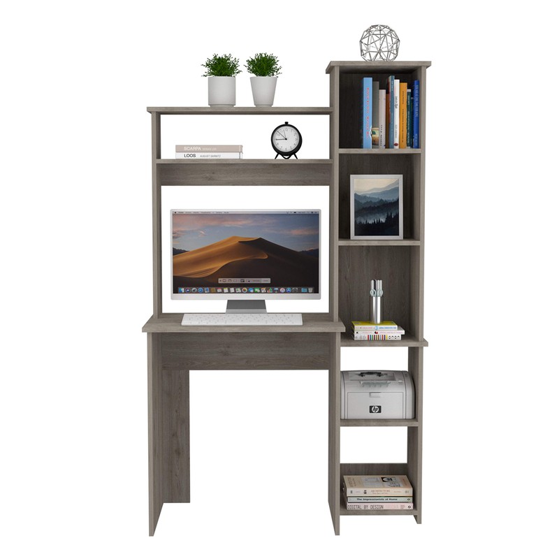 Tuhome Versalles Writing Desk with Two Superior Shelves, Five Side