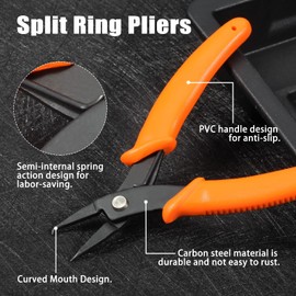 LEONTOOL Mini Split Ring Pliers 6" Ring Opening Pliers with PVC Handles Jump Ring Opener Split Ring Opener Tool for Jewelry Making Precision Jump Ring Pliers for Opening Split Ring or Key Chain