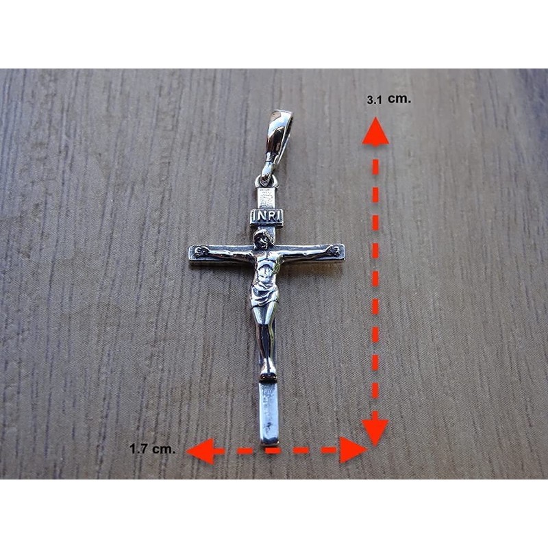 925 Sterling Silver Cross Pendant INRI Jesus Christ Crucifix Religious