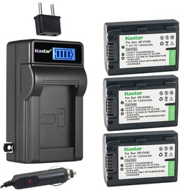 Kastar 3-Pack NP-FH50 Battery and LCD AC Charger Compatible with Sony DCR-SR290 DCR-SR30 DCR-SR300 DCR-SR32 DCR-SR33 DCR-SR35 DCR-SR36 DCR-SR37 DCR-SR38 DCR-SR40 DCR-SR42 DCR-SR45 DCR-SR46 Cameras