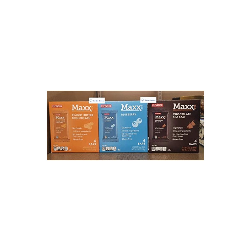 Elevation Maxx Bar Peanut Butter Chocolate, Blueberry, Chocolate Sea Salt