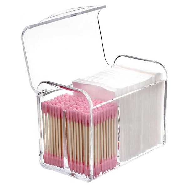koundeneko Cotton Swab Case, 3 Compartments, with Lid, Cotton Case,
