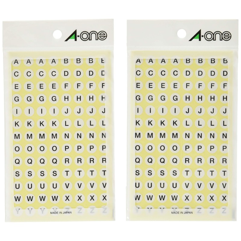 A-One 08090-2P Special Label Alphabet White Round 0.3 inch (9