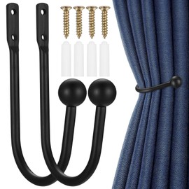 XxinXrongMetal Curtain Holdbacks, 2 Pcs Curtain Drapery Holdbacks, Curtain Tieback Hooks, Wall Mounted Window Curtain Holder Hooks, Drapery Holdbacks for Fixed Curtain or Hanging Items