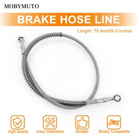 Motorcycle Hydraulic Braided Brake Line, Stainless Steel Brake Hose, Universal Brake Clutch Fluid Line for Motorcycle, Moped, ATV, Go-Kart and Dirt Bike (Silver, Length 75 cm/29.5'')