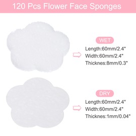QUARKZMAN Pack of 120 Compressed Face Sponges Flowers Facial Cleansing Sponges Pads for Daily Skin Care Routines at Home, Kitchen, Travel, White