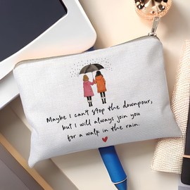 HubbgDesign Maybe I Can't Stop The Downpour Cosmetic Bag, Tough Times Sister Gifts, Gift for Friend in Need, Friendship Support, Always Here for You, Makeup Case, Small Travel Bag, Bestie Gift