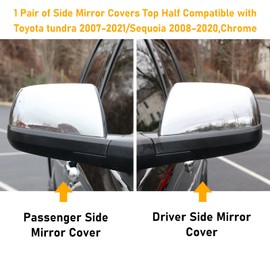 APESER Compatible with Toyota Tundra Sequoia Mirror Cover Replacement 2007-2021,2nd Gen Tundra Side Mirror Caps for Left Driver & Right Passenger Side,Replace for 879150C050, 879450C030,Chrome,1 Pair